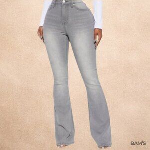 Fashion Nova Audrey Booting Lifting, Sculpturing Gray Flared Jeans